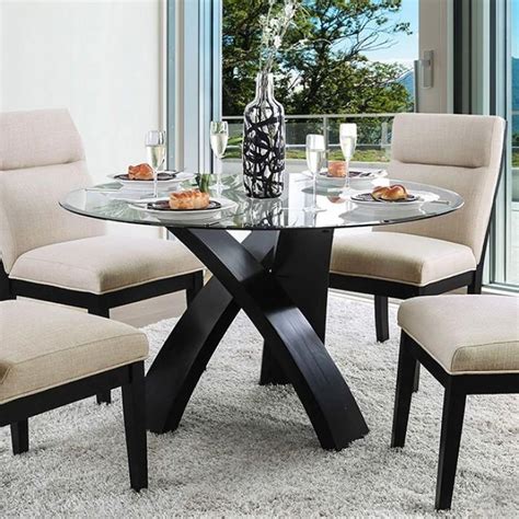 Buy Furniture Of America Cm Rt Jasmin Dining Table In Black Glass