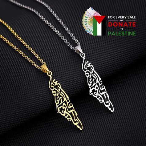 Palestine Pendant Necklace On Gold Or Silver Chain Flag Gaza Etsy