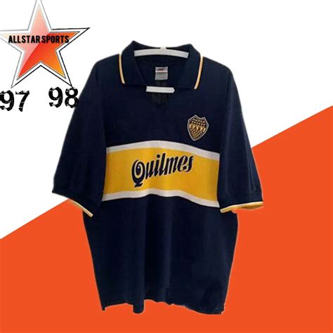 97 98 Boca Juniors Retro Soccer Jersey Maradona Vintage Caniggia 1997