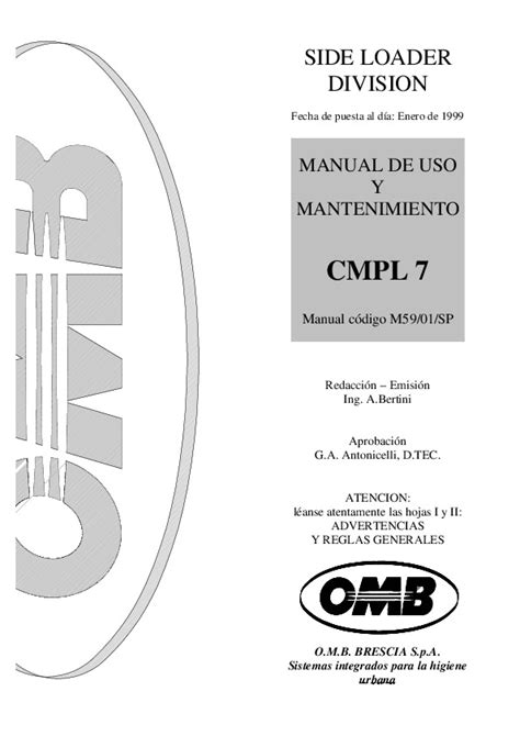 Manual De Uso Y Mantenimiento Omb Pdfcoffeecom