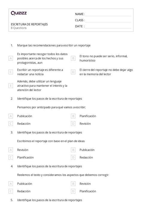 50 Publicación Hojas De Trabajo Para Grado 8 En Quizizz Gratis E Imprimible