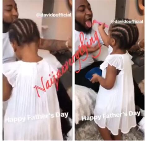 Adorable Moment Of Davido's Daughter Hailey Feeding Him On Father's Day ...