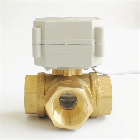 Electric Ball Valve Brass Way T Type With Position Indicator