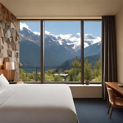 premium photo  hotel room   view   mountain   mountain view