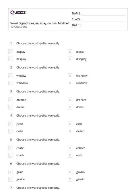 50+ Vowel Digraphs worksheets for 3rd Class on Quizizz | Free & Printable