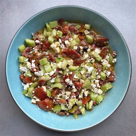 Griekse Salade Met Tomaat Feta Kalamata Olijf Komkommer Ogst Deli