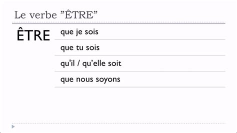 Apprenez Le Français Verbe Être Subjonctif Présent Youtube