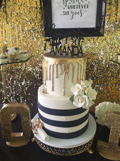 Dessert Table Graduation Party Travel Theme Black White And Gold