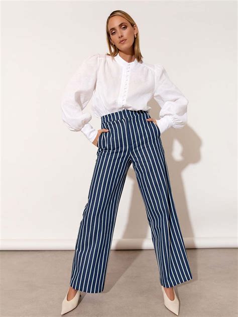 Adorne Striped Denim Jean Blue Florence Store