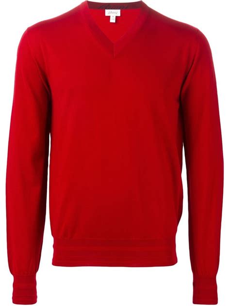 Lyst - Brioni V-neck Sweater in Red for Men