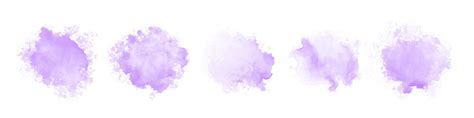 Set Of Abstract Purple Watercolor Water Splash On A White Background