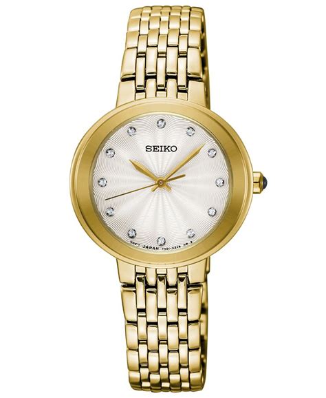 Seiko Womens Crystal Gold Tone Stainless Steel Bracelet Watch 285mm