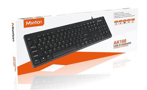 Meetion AK100 Economic Office USB Wired Standard Corded Keyboard Full