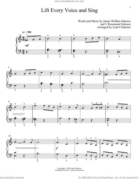 Lift Every Voice And Sing Sheet Music For Piano Solo Pdf