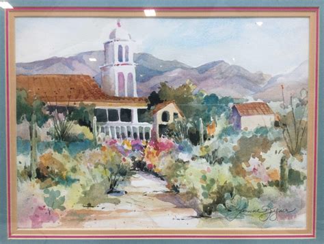 Lot Yvonne Joyner Th C Mission Church Watercolor