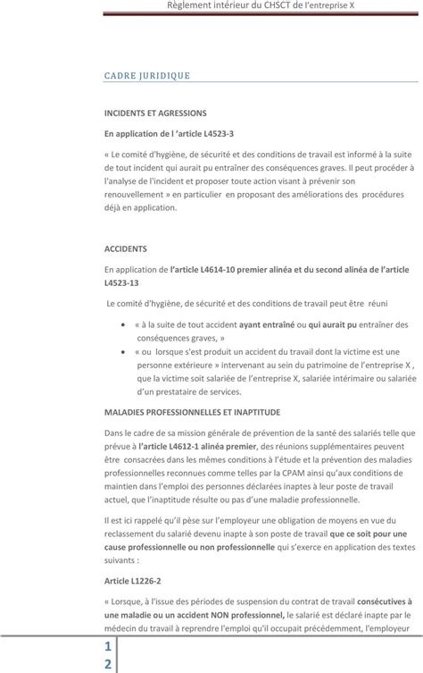 REGLEMENT INTERIEUR DU COMITE D HYGIENE DE SECURITE ET DES CONDITIONS