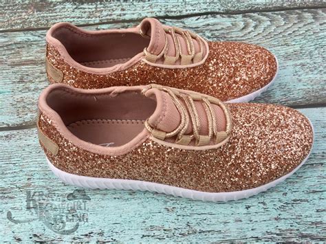 Rose Gold Tennis Shoes Krazy Kowgirl Bling