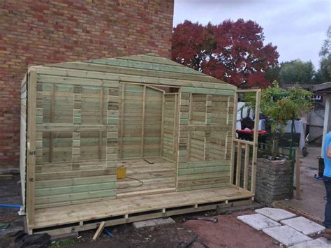 12 X 8ft Wooden Garden Apex Summerhouse With 2ft Porch