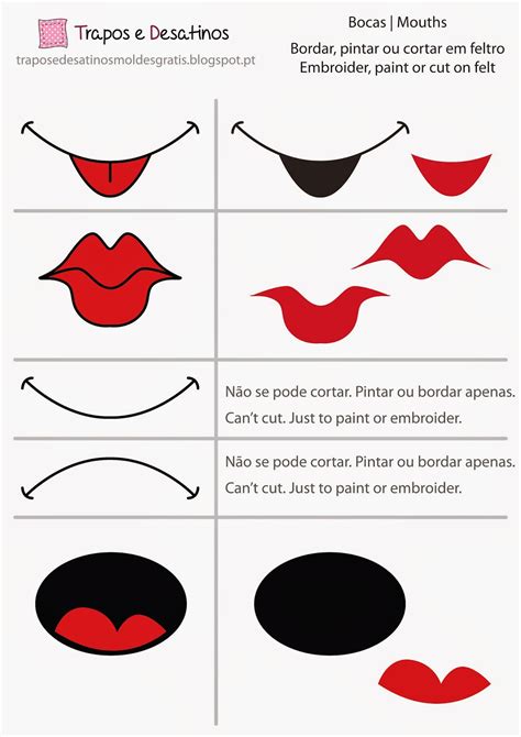 Moldes Grátis Free Sewing Patterns Bocas Lips or mouths pattern