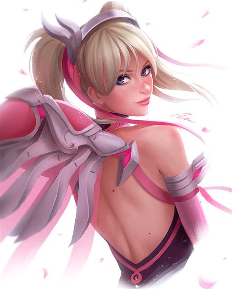 Personaje De Anime Femenino Con Alas De Arte Digital Overwatch Mercy