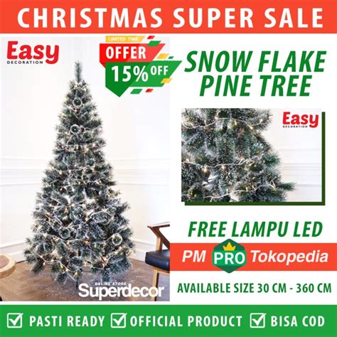 Jual Pohon Natal Tipe Snow Flake Pine Tree Ukuran 2Ft 60 Cm Shopee