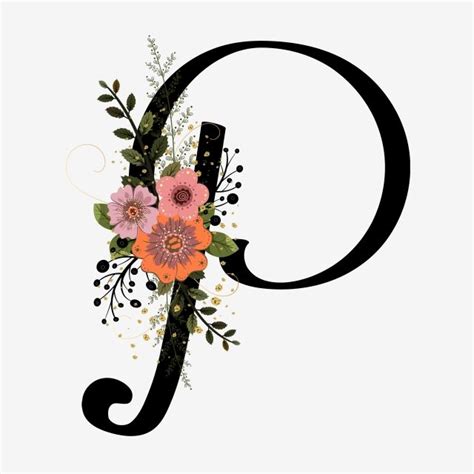 Flower Vintage Floral Vector Design Images Alphabet Floral Letter P