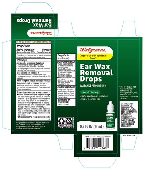 Walgreens Ear Wax Remover Carbamide Peroxide 6 5 Liquid