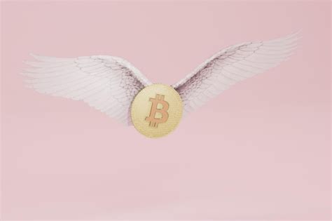 Premium Photo A Bitcoin Coin Flying On Wings On A Pink Pastel