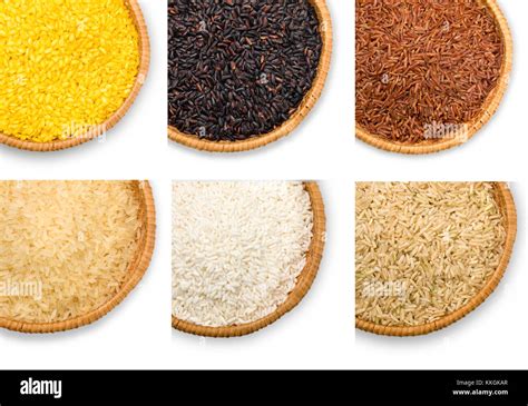 set  rice   white background stock photo alamy