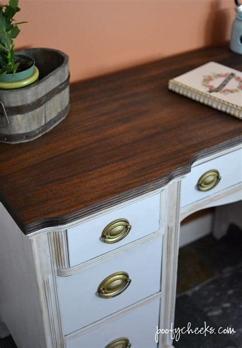 Two Toned Chalk Paint Vintage Desk Redo Poofy Cheeks Vintage Desk