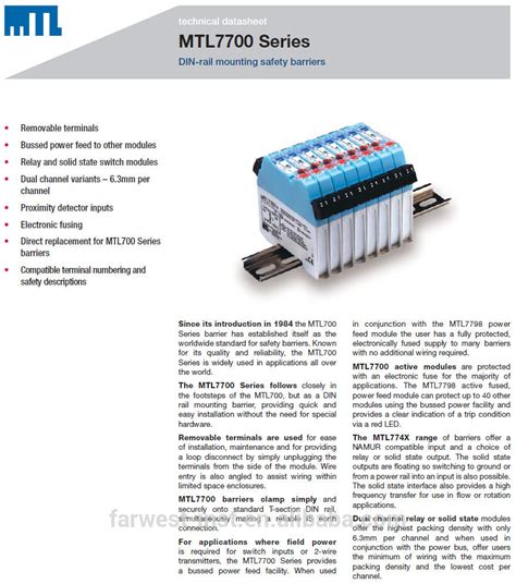 Mtl 7700series Intrinsically Safe Zener Barriers High Quality Mtl