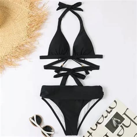 Traje De Baño Dividido De Cintura Alta Con Bikini Con Flecos Meses sin interés