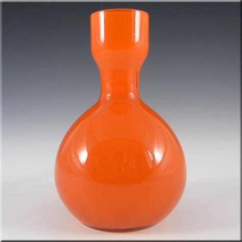 Elme 1970s Swedishscandinavian Orange Cased Glass Vase Glass Vase Glass Glassware Collection