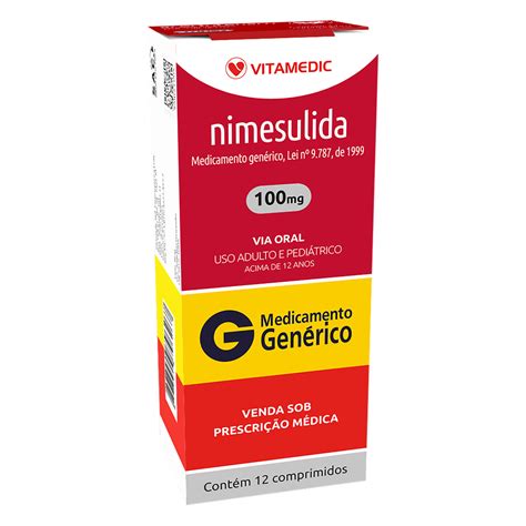 NIMESULIDA 100MG VITAMEDIC CAIXA 12 COMPRIMIDOS ilergic Para você