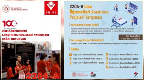 TÜBİTAK 2204 A Lise Öğrencileri Araştırma Projeleri Yarışması