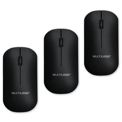 Kit 3 Mouse Sem Fio Multilaser Slim Conexão Automática KaBuM