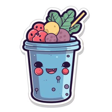 Two Cute Kawaii Smoothies Vector Smoothies Sticker Cartoon Png And