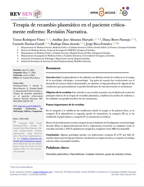 Plasma Exchange Therapy In The Critically Ill Patient A Narrative