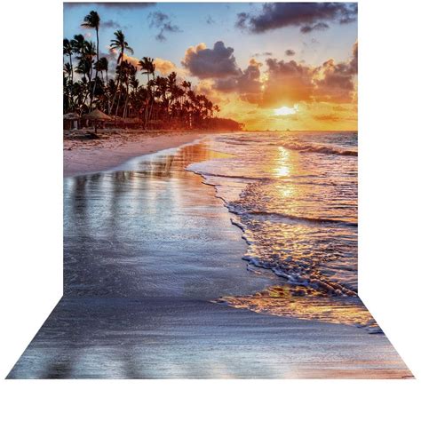 CdHBH 7x5ft Beach Backdrop Seaside Palm Tree Sunset Photography ...