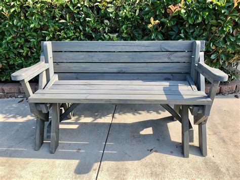 Convertible - Folding Bench Seat to Picnic Table (with arm rests) - Handcrafted