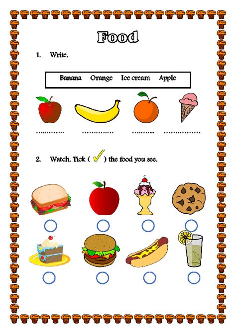 Our Food Worksheet For Class