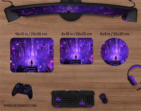 Rgb Mousepad Large Cyberpunk Desk Mat Vaporwave Deskmat Led Purple