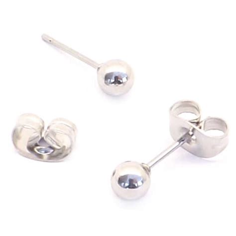 Mm Silver Plain Ball Surgical Steel Stud Earrings Fits Standard Ear