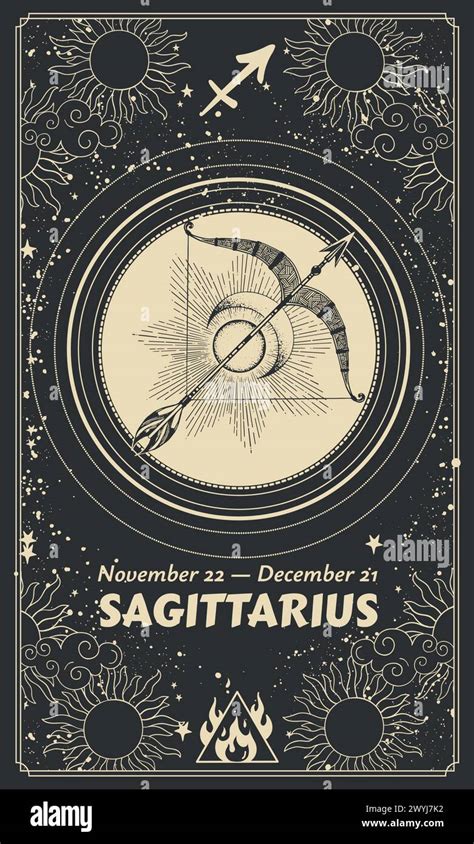 Zodiac Sign Sagittarius On Vintage Vintage Black Vertical Background