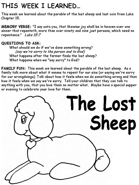 Lost Sheep Parable Coloring Page