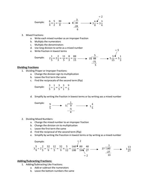 Cheat Sheet For Fractions Download Printable Pdf Templateroller