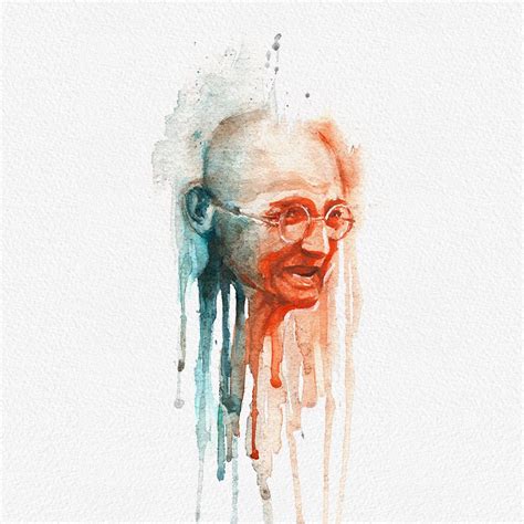 Gandhi Watercolour Painting PNG Mahatma Gandhi Portrait Watercolor ...