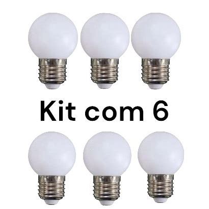 KIT 6 Lâmpada LED Bolinha G45 3W Branco Quente Bivolt E27 Para Varal De