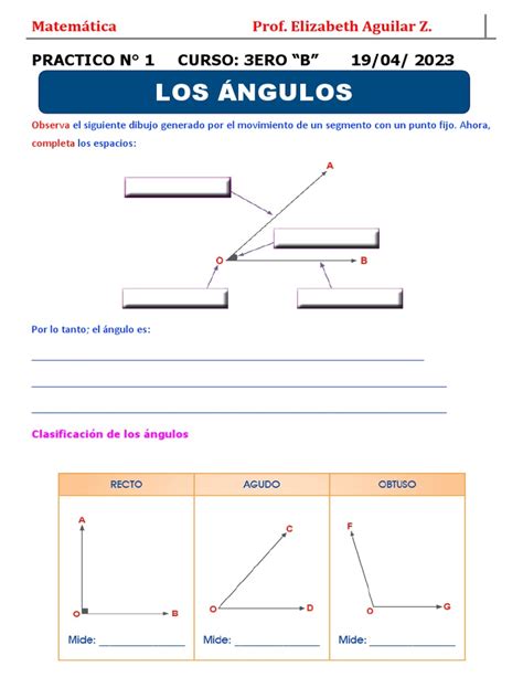 Los Ángulos Para Tercer Grado De Primaria Pdf