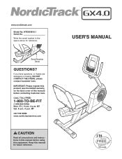 NordicTrack Gx4.0 Bike Manual